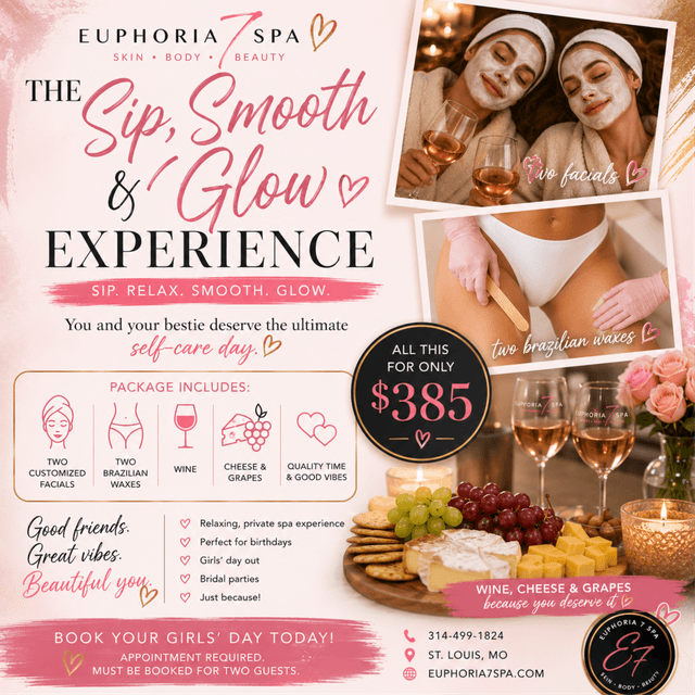 The Sip, Smooth & Glow Experience at Euphoria 7 Spa in St. Louis, MO